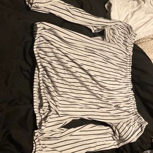 Off the shoulder striped shirt